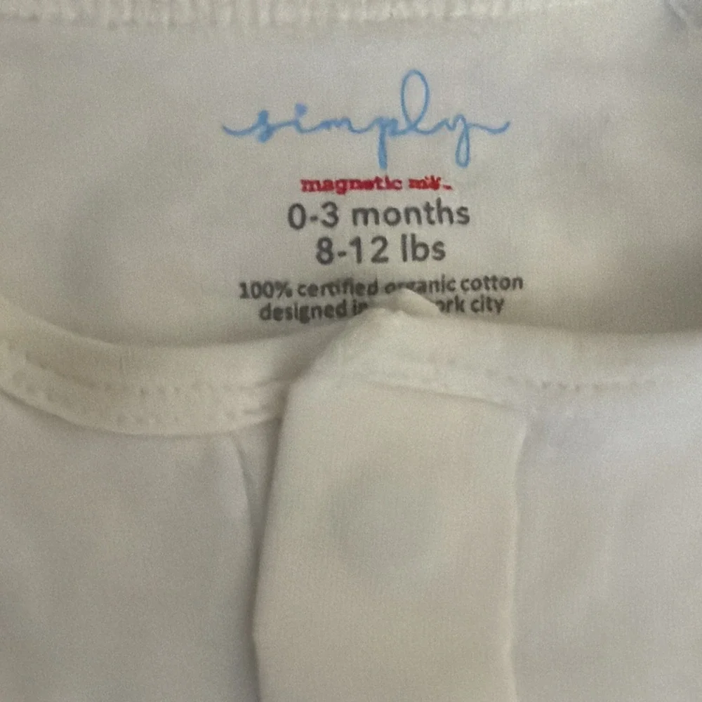Magnetic Me Simply Organic Cotton Baby 0-3 Ivory Footed Sleeper Pajamas 8-12#